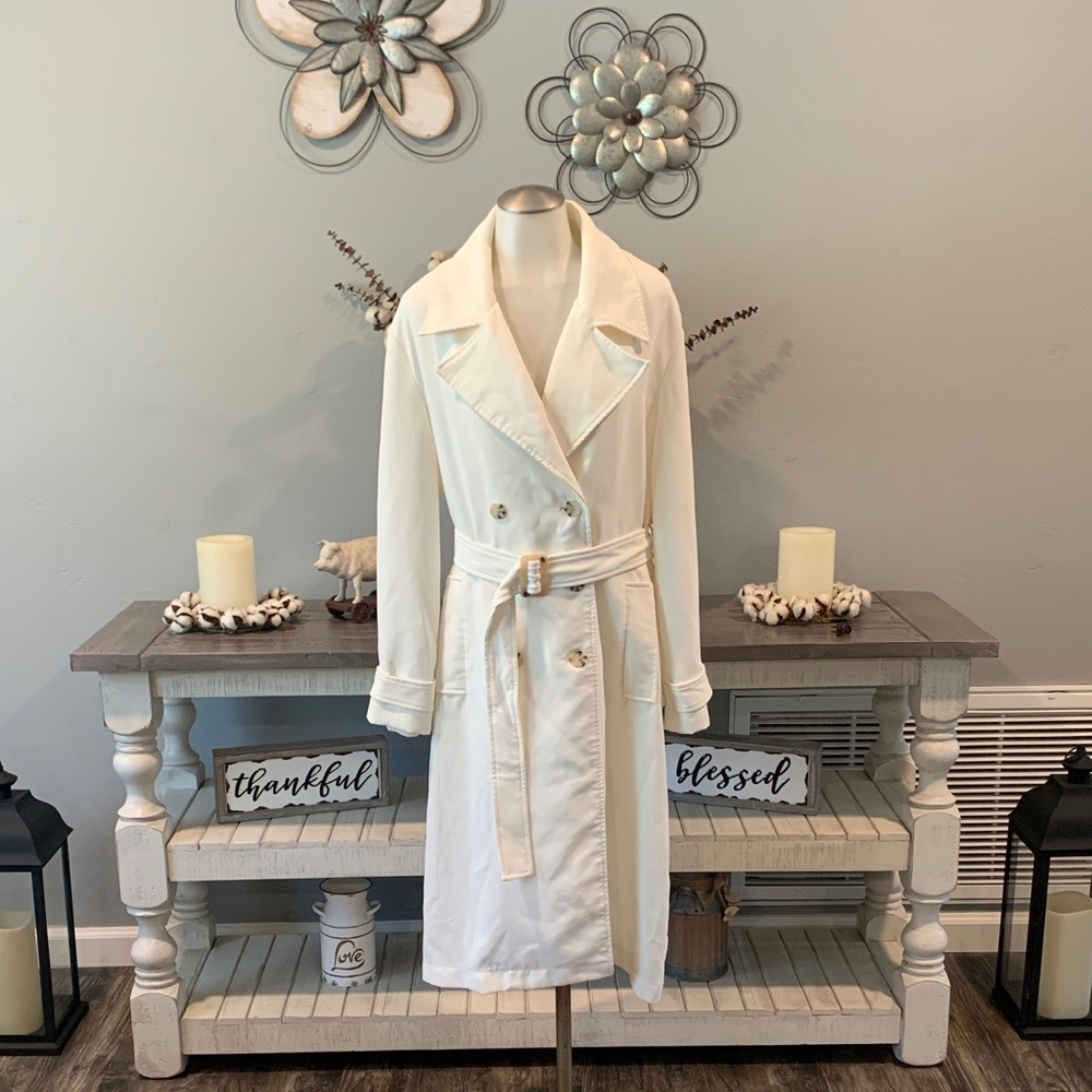 Bagatelle Cream Double-Breasted Trench Coat